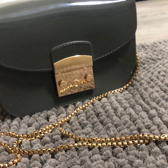 SMALL SHINY GRAY HANDBAG ONE SLOT AND CLOSING CLIP - Picture 10 of 11